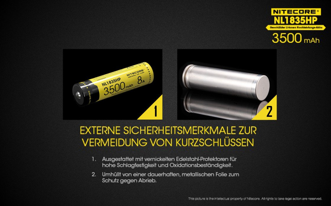 Nitecore 18650 - 3500mAh 8A 3,6V - 3,7V NL1835HP Nitecore 18650 - 3500mAh 8A 3,6V - 3,7V NL1835HP