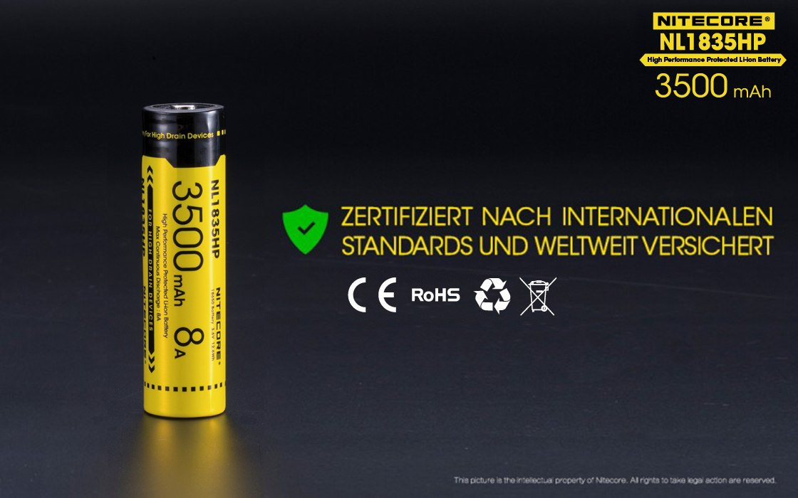 Nitecore 18650 - 3500mAh 8A 3,6V - 3,7V NL1835HP Nitecore 18650 - 3500mAh 8A 3,6V - 3,7V NL1835HP