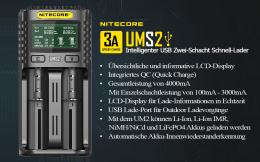 Nitecore UMS2 ładowarka do akumulatorów Li-ion, LiFePo4, Ni-MH,Ni-CD