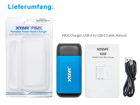 Power bank oraz ładowarka Xtar PB2C niebieski Power bank oraz ładowarka Xtar PB2C niebieski