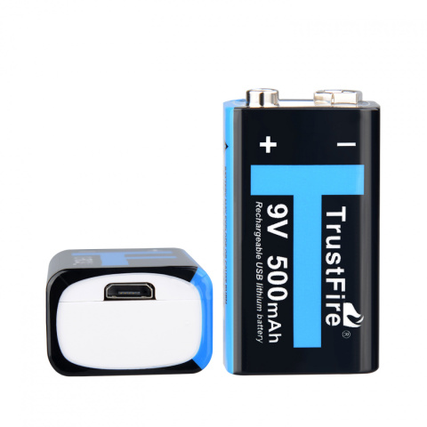 Trustfire Akumulator 9V 500mAh z możliwością ładowania - micro USB