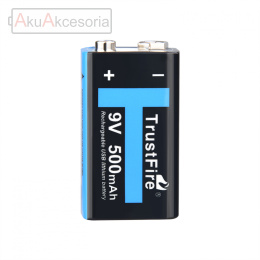 Trustfire Akumulator 9V 500mAh z możliwością ładowania - micro USB