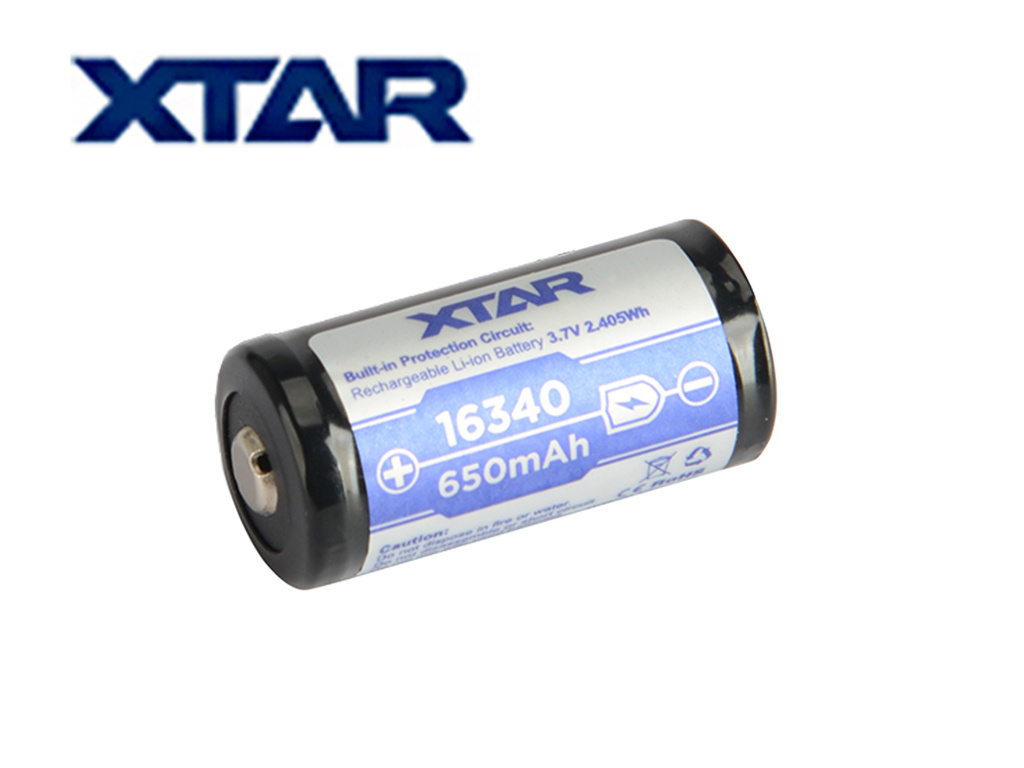 Xtar 16340 (LIR123A) - 650mAh 3,6V - 3,7V zabespieczony PCB Xtar 16340 (LIR123A) - 650mAh 3,6V - 3,7V zabespieczony PCB