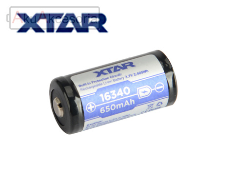 Xtar Akumulator 16340 (LIR123A) - 650mAh 3,6V - 3,7V zabezpieczony PCB