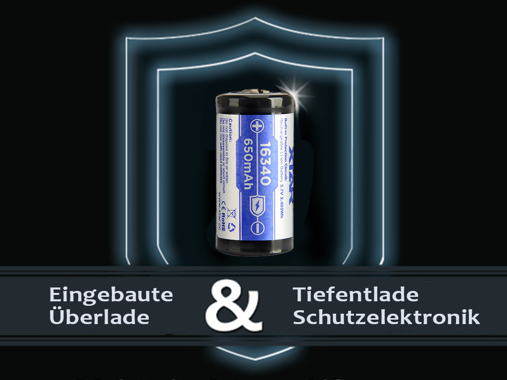 Xtar 16340 (LIR123A) - 650mAh 3,6V - 3,7V zabespieczony PCB Xtar 16340 (LIR123A) - 650mAh 3,6V - 3,7V zabespieczony PCB