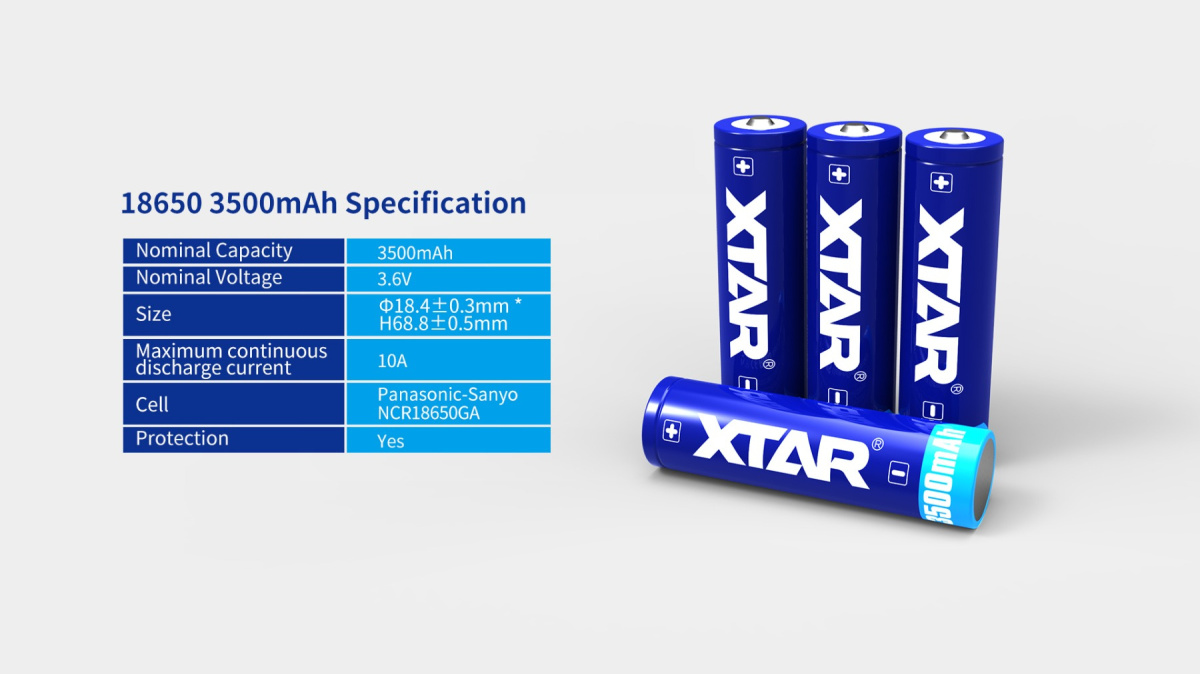 Xtar 18650 - 3500mAh Li-Ion 3,6V zabezpieczony (PCB) Xtar 18650 - 3500mAh Li-Ion 3,6V zabezpieczony (PCB)