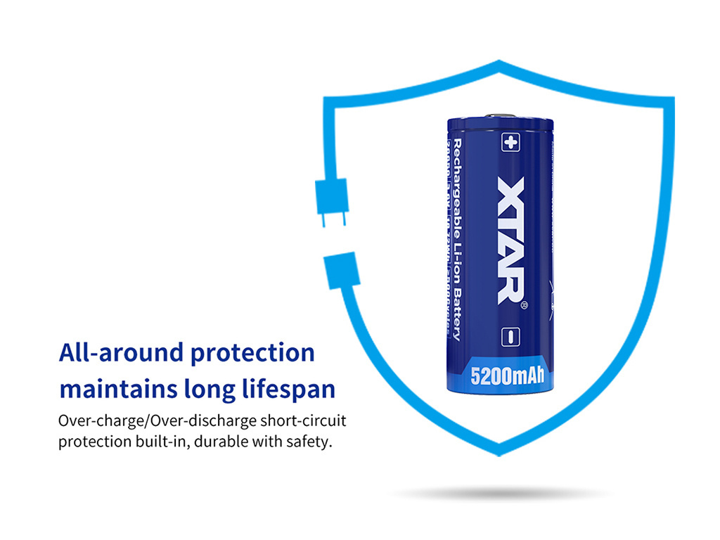 Xtar 26650 5200mAh 3,6V - 3,7V zabezpieczony ( PCB ) Xtar 26650 5200mAh 3,6V - 3,7V zabezpieczony ( PCB )