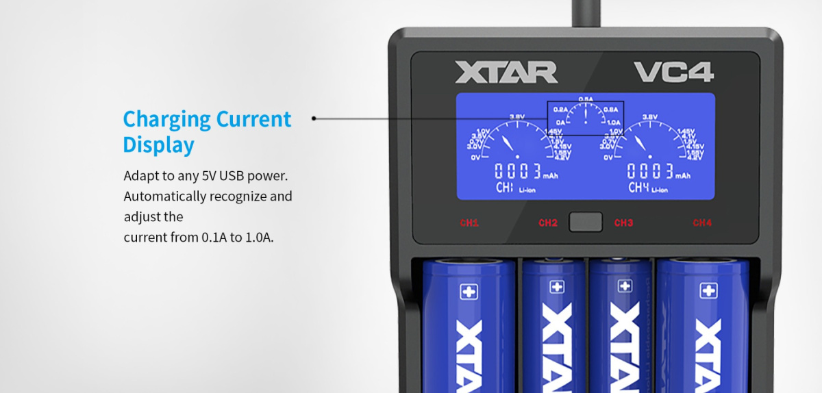 Xtar VC4 ładowarka do akumulatorów Li-ion i NIMH + kabel USB Xtar VC4 ładowarka do akumulatorów Li-ion i NIMH + kabel USB