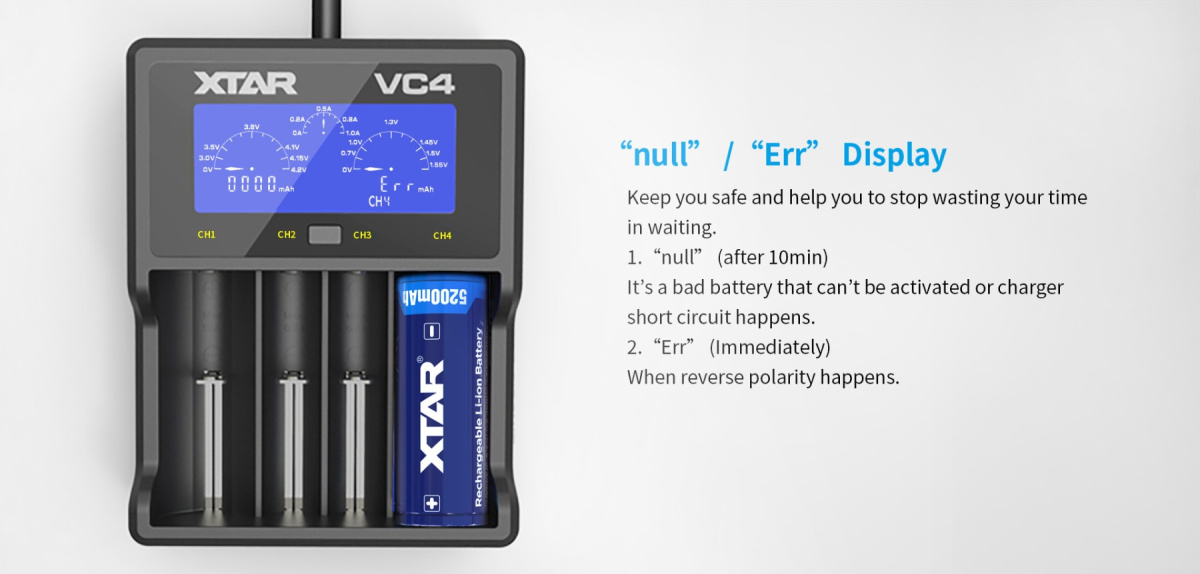 Xtar VC4 ładowarka do akumulatorów Li-ion i NIMH + kabel USB Xtar VC4 ładowarka do akumulatorów Li-ion i NIMH + kabel USB