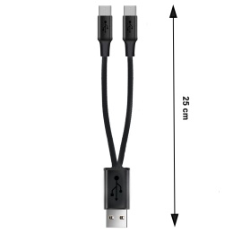 Kabel Rozdzielacz USB typu A na 2 x USB C do max. 2,1A