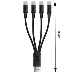 Kabel Rozdzielacz USB typu A na 4 x USB C do max. 2,1A