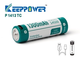 Keeppower 14500 - 1300mAh akumulator Li-ion 3,6V - 3,7V z USB - C