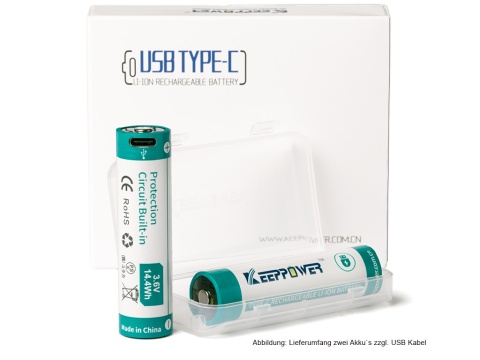 Keeppower 18650 - 4000mAh 3,6 - 3,7V z gniazdem USB - C Keeppower 18650 - 4000mAh 3,6 - 3,7V z gniazdem USB - C