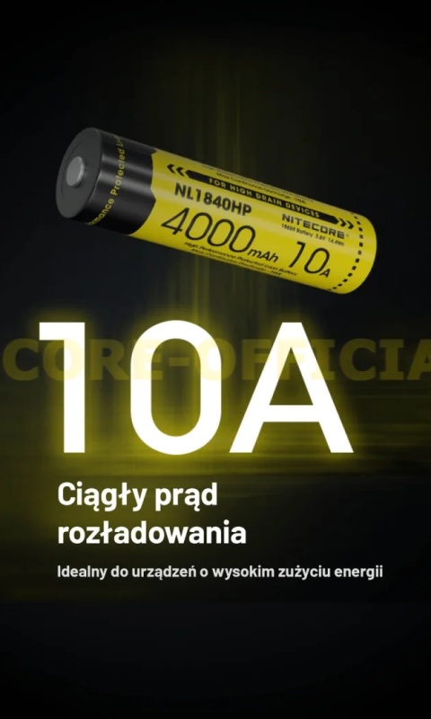 Nitecore Akumulator 18650 - 4000mAh 10A 3,6V - 3,7V NL1840HP