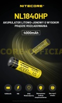 Nitecore Akumulator 18650 - 4000mAh 10A 3,6V - 3,7V NL1840HP