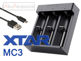 Xtar MC3 - Ładowarka do akumulatorów litowo-jonowych wraz z kablem USB