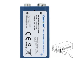 Keeppower Akumulator 9V 480mAh 9V - 9,45V ładowanie przez USB-C