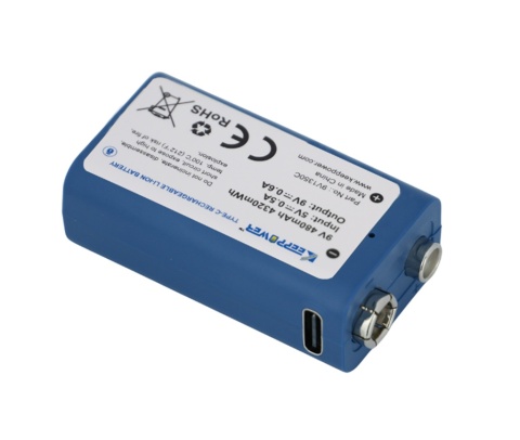 Keeppower Akumulator 9V 480mAh 9V - 9,45V ładowanie przez USB-C