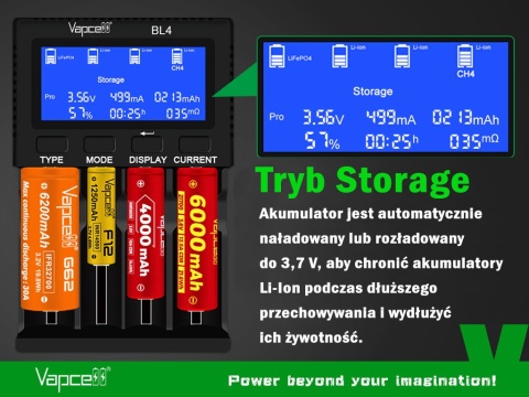 Vapcell BL4 Ładowarka do akumulatorów Li-ion / NI-MH / LiFePO4 / 1,5V Li-ion