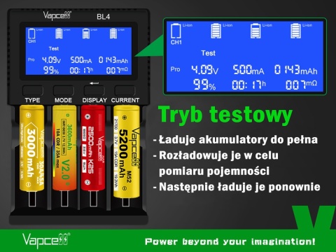 Vapcell BL4 Ładowarka do akumulatorów Li-ion / NI-MH / LiFePO4 / 1,5V Li-ion