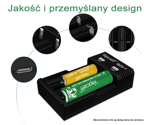 Vapcell Q2S-C Ładowarka do akumulatorów Li-ion