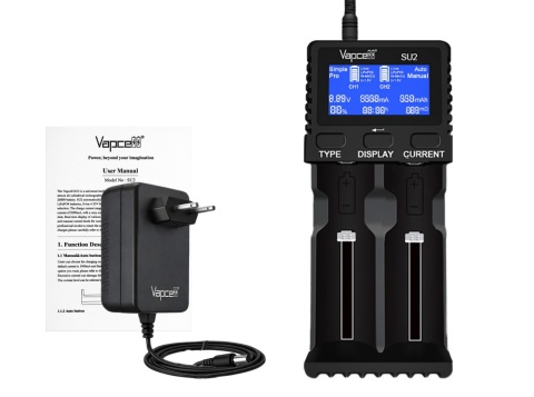 Vapcell SU2 Ładowarka z zasilaczem do akumulatorów Li-ion / NI-MH / LiFePO4 / 1,5V Li-ion