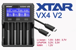 Xtar VX4 V2 KIT Ładowarka do akumulatorów 1,5V 3,6/3,7V Li-Ion & 3,2V LiFePo4 & 1,2V Ni-MH