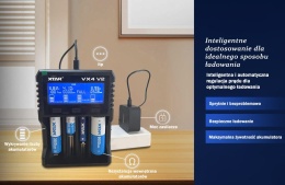 Xtar VX4 V2 SET Ładowarka z zasilaczem do akumulatorów 1,5V 3,6/3,7V Li-Ion & 3,2V LiFePo4 & 1,2V Ni-MH